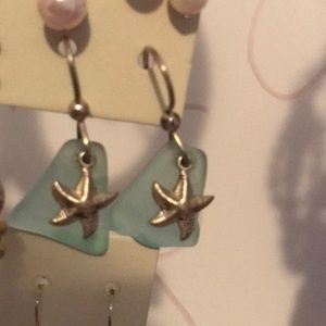 NWOT sterling silver sea glass earrings